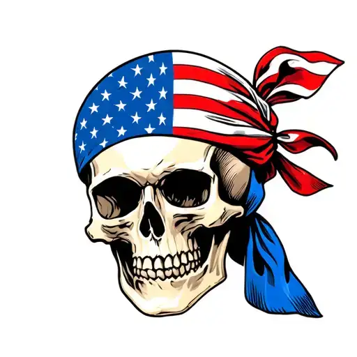 Skull With American Flag Bandana