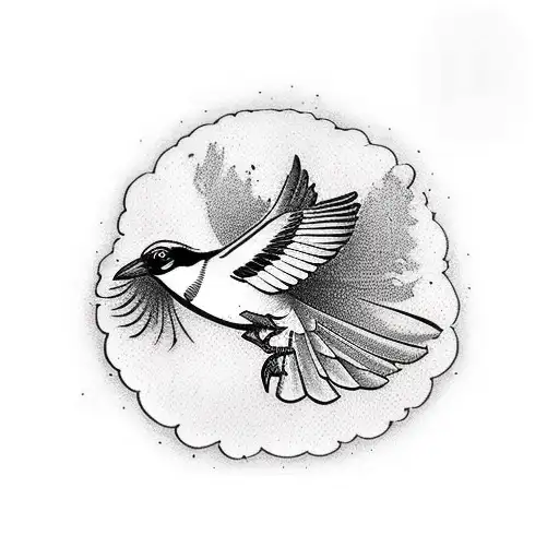 A Magpie In Black And White