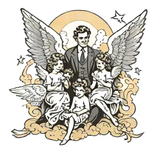 An Angel Wtih His Family In The Sky