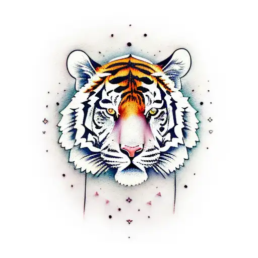 Tiger In A Mughal Miniature Paintings Style