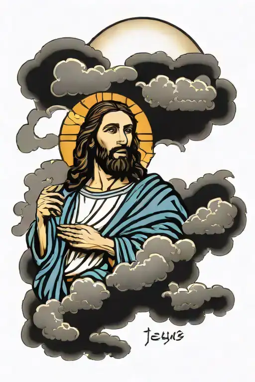 Jesus And Clouds Horizontally