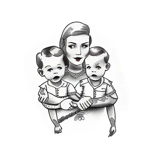 Family Mom Children And Father