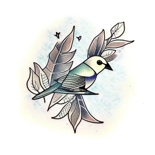 Bird With Leaves Background