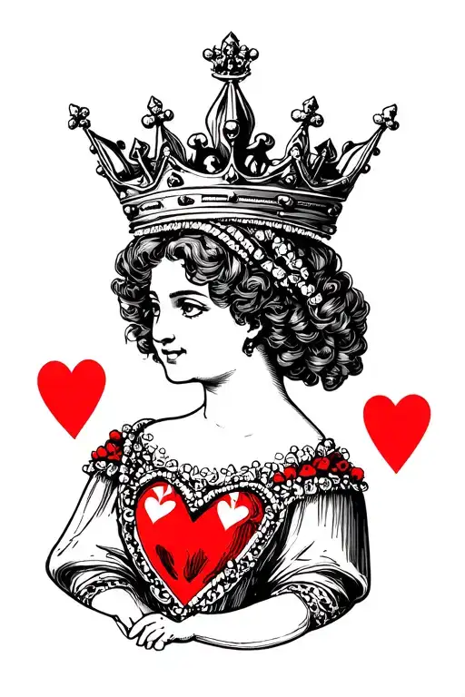 Small Crown And Queen Of Hearts