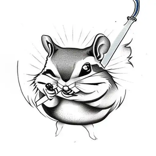Fat Chipmunk Holding A Sword
