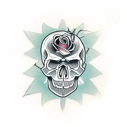 Skull With Rose With Wrench