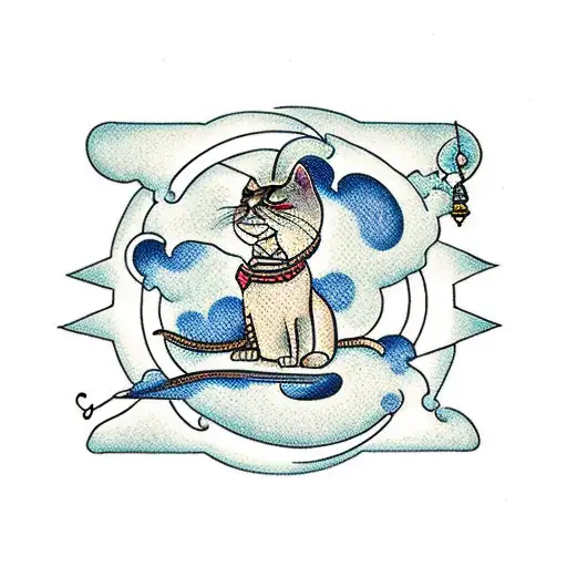 Traditional Style Tattoo Of A Morse Code Message Hidden Within A Cat Silhouette