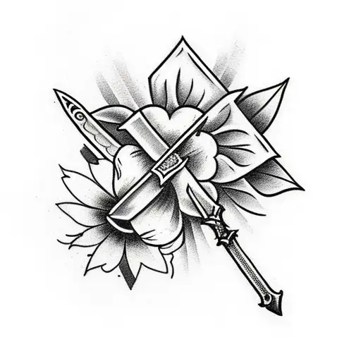 Sword With Daffodils Around