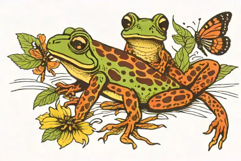 Frog And Dragonflies