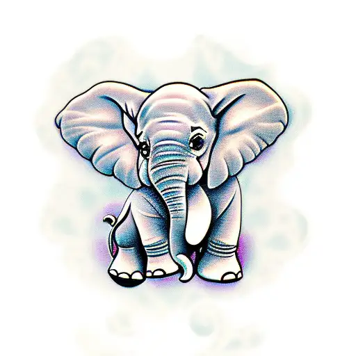 Baby Elephant With Butterfly Wings On Back