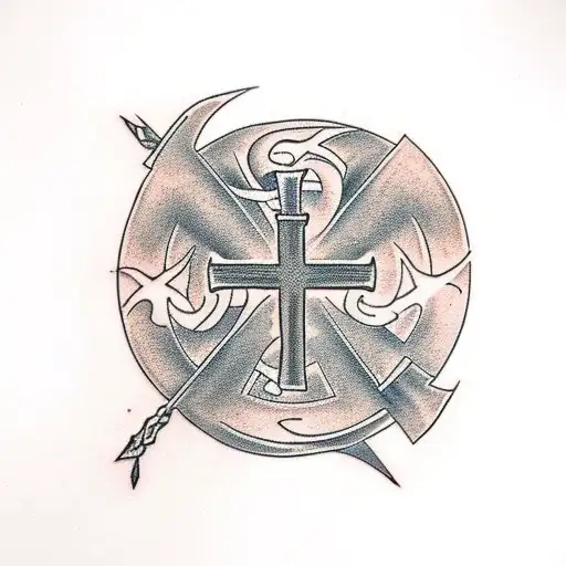 Christian Cross With Fire