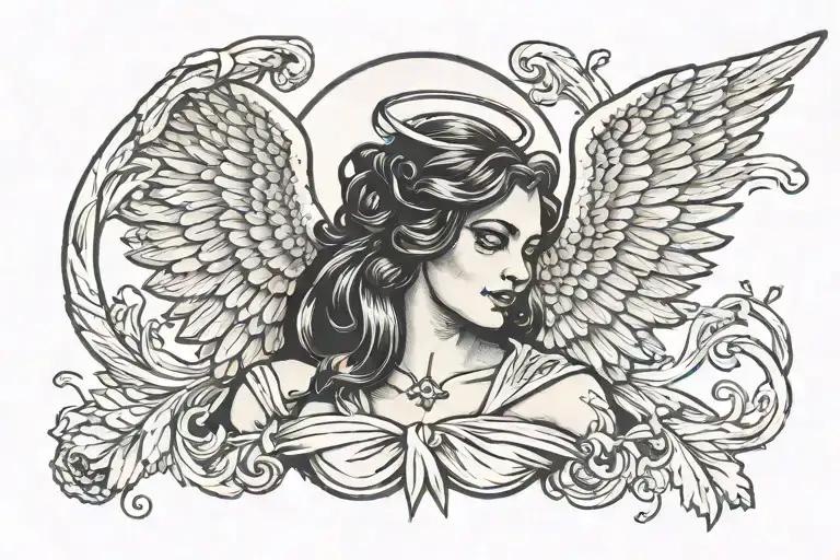 Angel Girl With Crossed Arms And Demon Wing