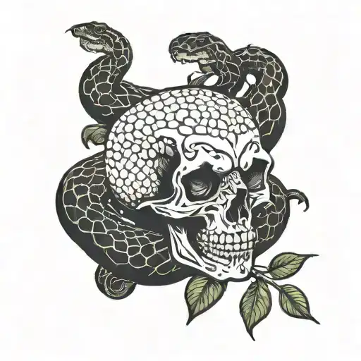 Snake Wrapping Around Skull