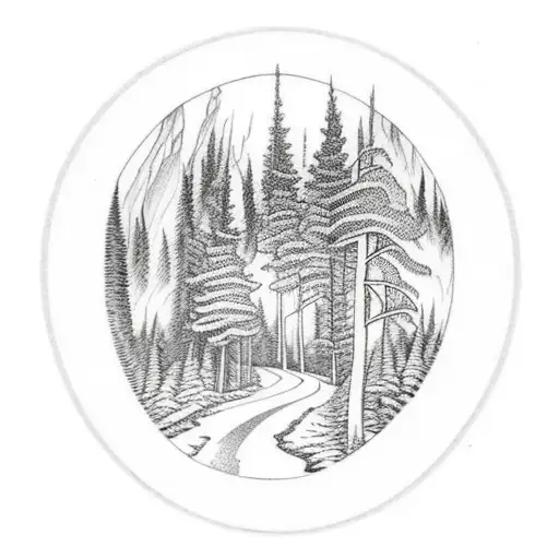 Forest Landscape With A Road In The Middle