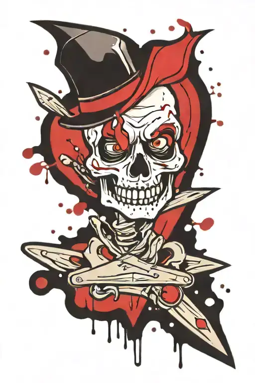 Shaco Throwing Knife Through Broken Heart Blood Stains Around