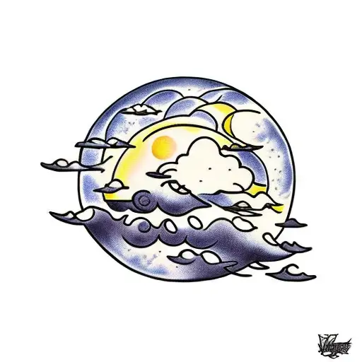 Nightsky With Clouds And A Full Moon