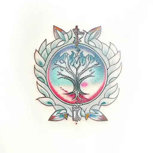 Maori With Tree Of Life And Christianity