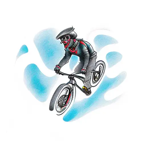 A Man On A Full Suspension Mountain Bike Going Down A Hill So Fast His Skin Is P