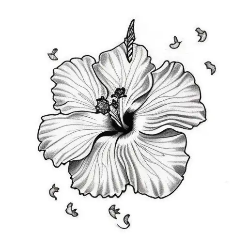 Hibiscus With Butterfly And Indian Sign