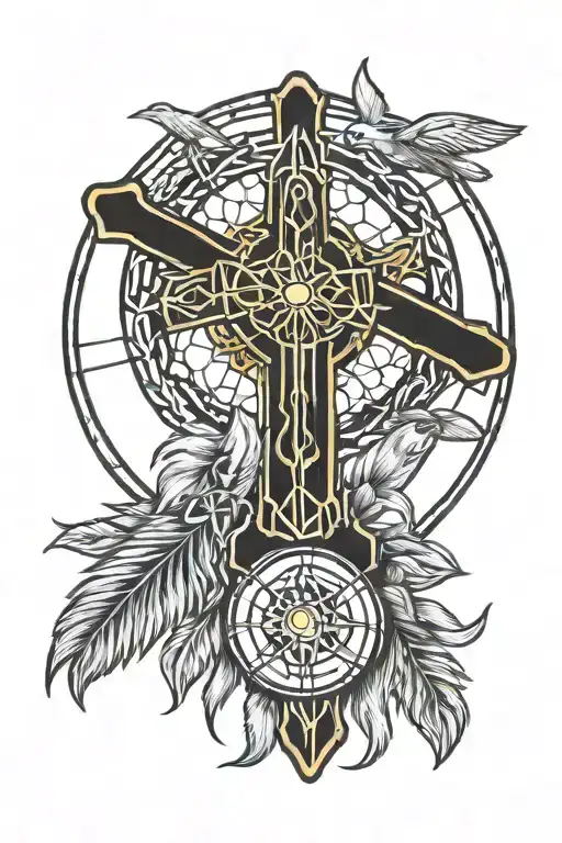 Celtic Cross With Dreamcatcher In The Circle