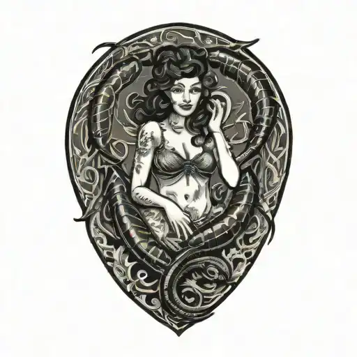 Girl Surrounded By Scorpion Intertwined