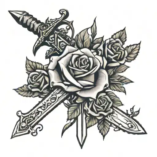 Sword Surrounded By Roses And Thorns