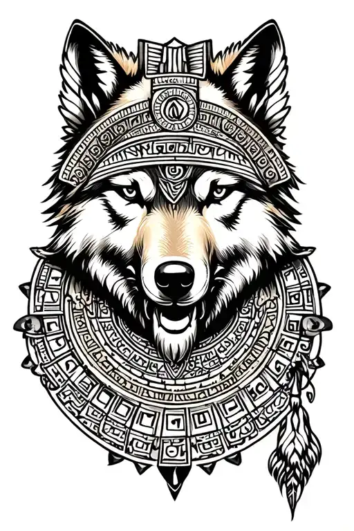 Mayan Calendar With Wolfes