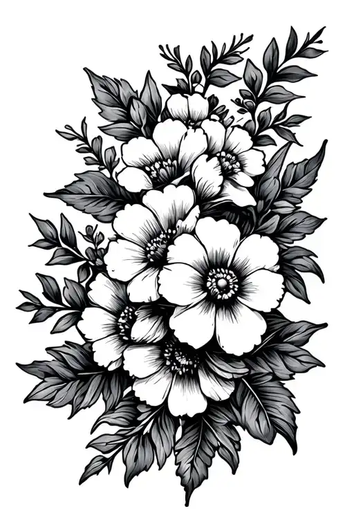 Traditional Negative Space Flower Cluster