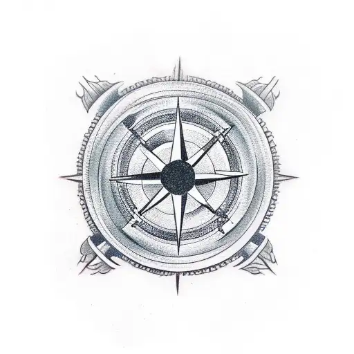 Yin Yang And Compass Merging Together