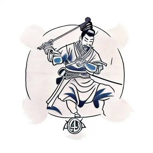 Peaceful Samurai With Evil Aura Around Him