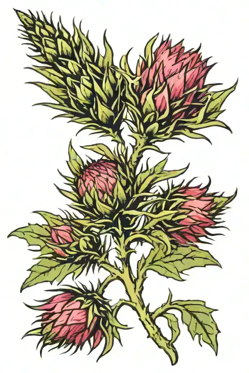 Thistle Plant With A Sprig Of Juniper And Rosemary