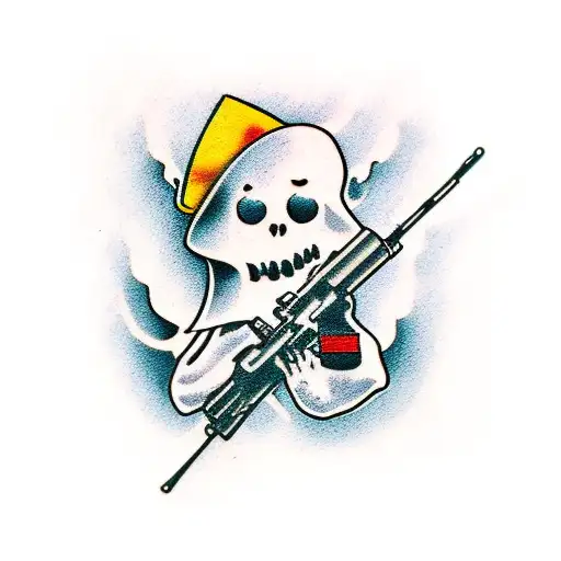 Ghost Holding Gun
