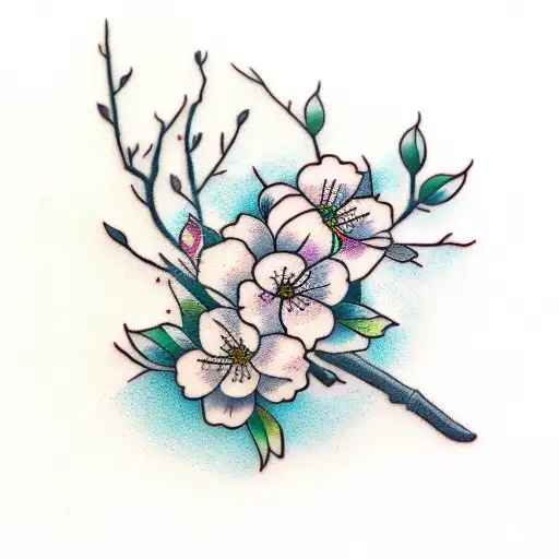 Cherry Blossom Branch And Crow