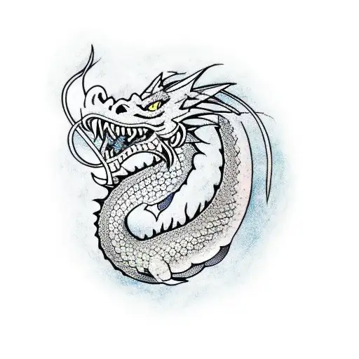 A Traditional-style Dragon Breathing Fire Onto A Medical Symbol
