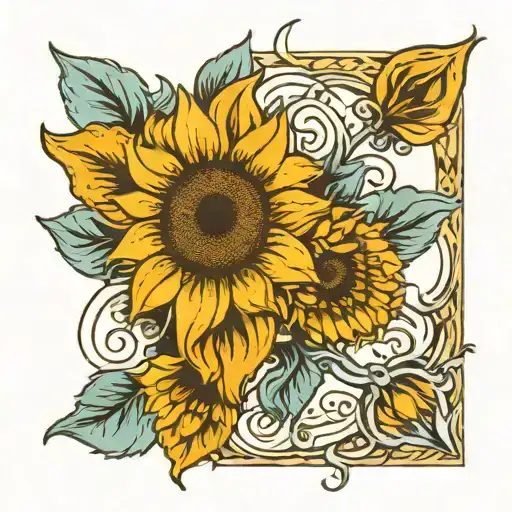 A Lilyand Sunflower Entertwined