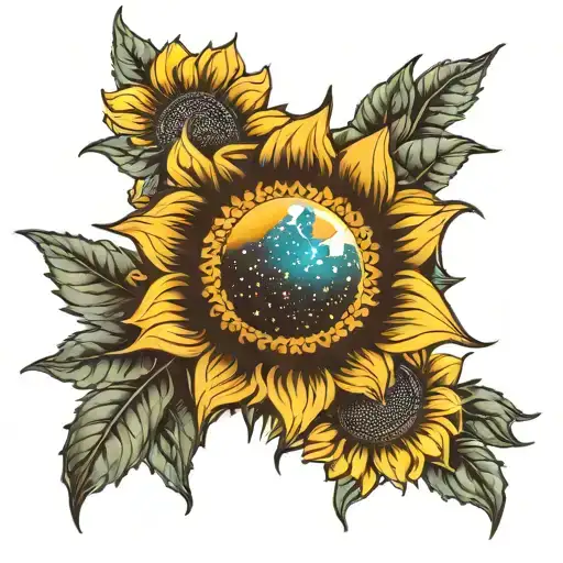 Sunflower With A Galaxy For The Center