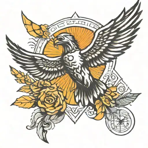 Icarus Tattoo With Geometric Design Combining