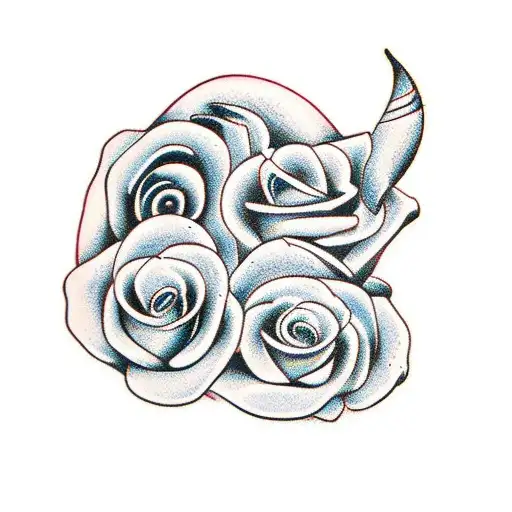 Horse Shoe And Roses And 3 Swallows