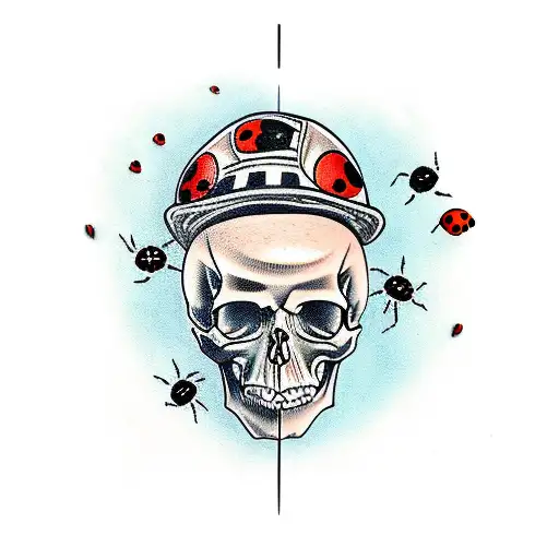 Skull With Ladybugs