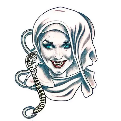 Nun With Snake Pinup