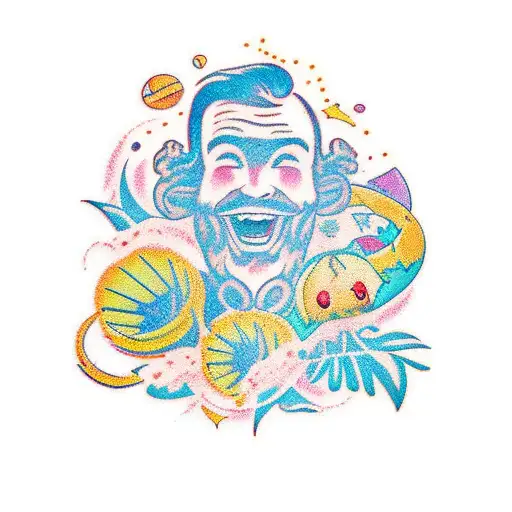 A Joyful Person Surrounded By A Chaotic And Colorful Nature Scene