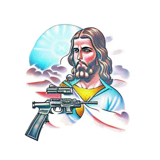 Jesus In Guerilla Warfare Withs Guns A Blazing