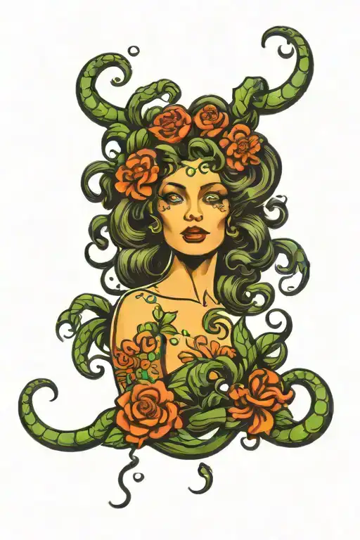 Medusa With Flowers