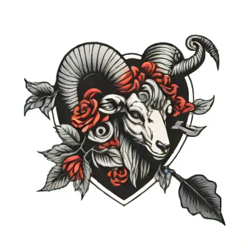 Aries Oldschool Black Grey Tattoo Depicting
