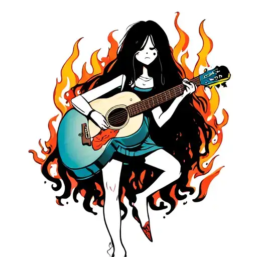 Marceline From Adventure Time With Guitar And Flames