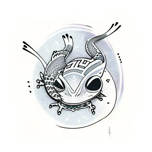 Black Only Traditional Polynesian Style Gecko With Text Ohana