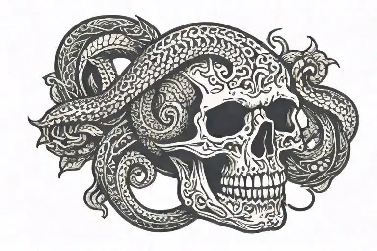 Skull And Coiled Snake