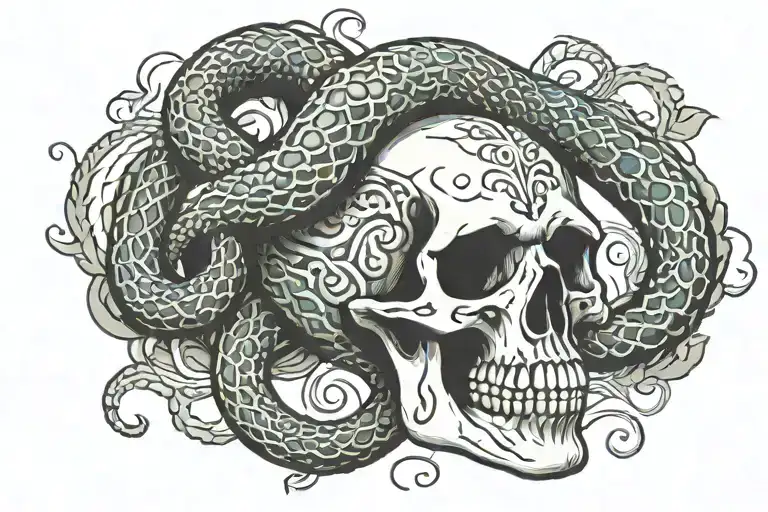 Skull And Coiled Snake
