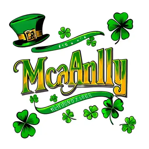 The Name Mcanally With Shamrocks And Irish Colors