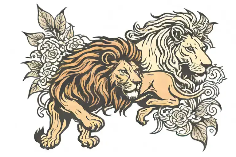 Lion Of Judah And Lamb Looking